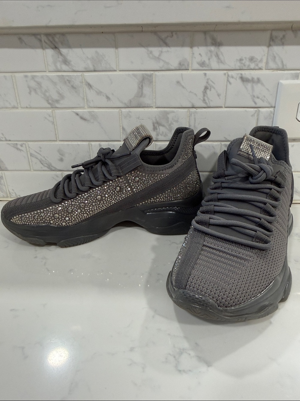 Steve Madden Gray Rhinestone Athletic Sneakers
